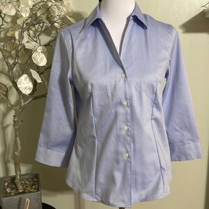 Women's Light Blue Button-Front Shirt Blouse